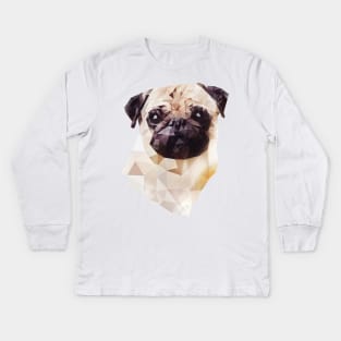 Pug (Low Poly) Kids Long Sleeve T-Shirt